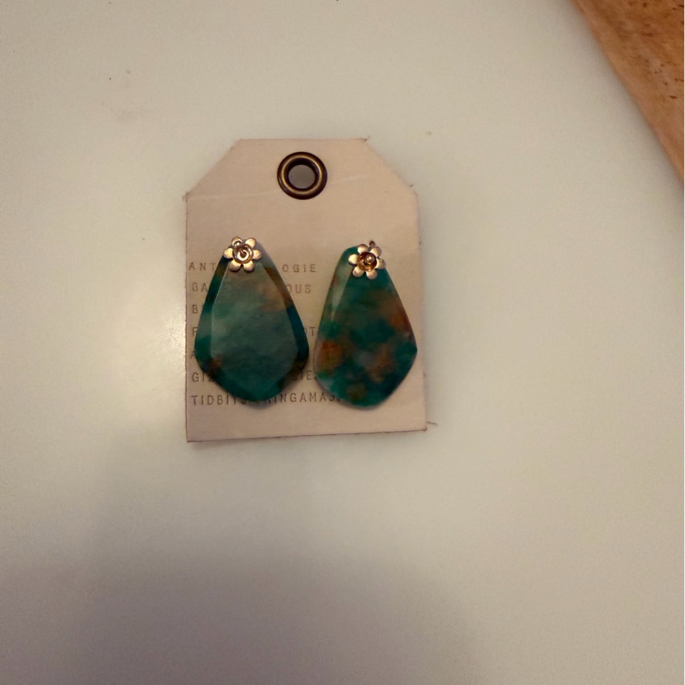 Anthropologie Teal and Gold Earrings